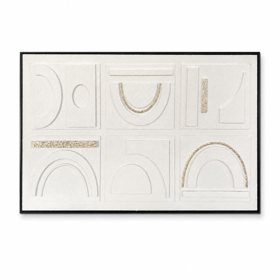 لوحة جدارية هندسية بإطار أسود 150×100 سم - موديل SHW-636