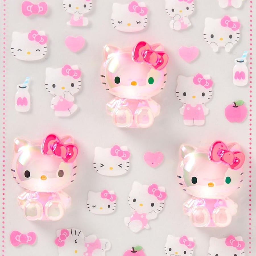 هلو كيتي – ملصقات ثنائية وثلاثية Hello Kitty – sticker sheet of 3D and 2D stickers