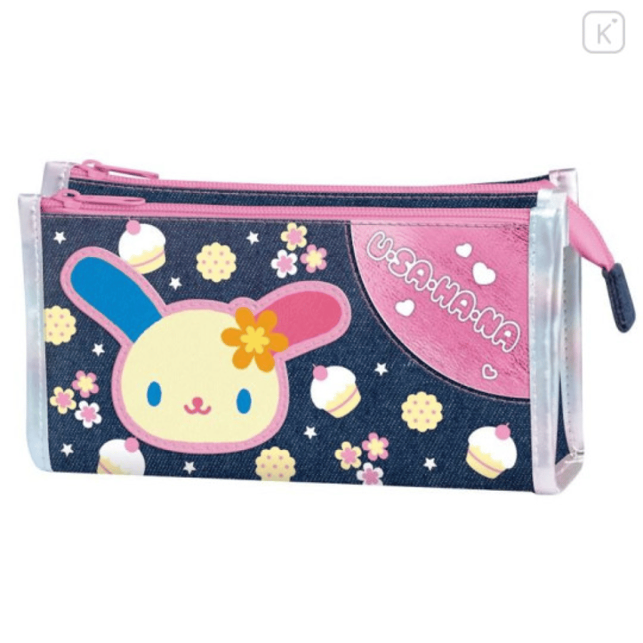 سانريو حقيبة جينز بسحّابين لاوساهانا | Sanrio Dual-zip Denim Pouch - Usahana