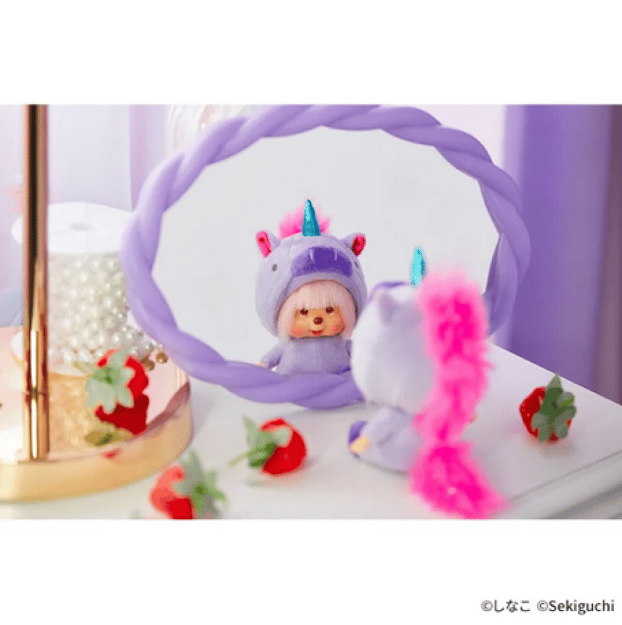 مونتشيتشي دمية مع تعليقة اصدار اليونيكورن | Shinako × Monchhichi SS-Size Keychain UNICORN ED