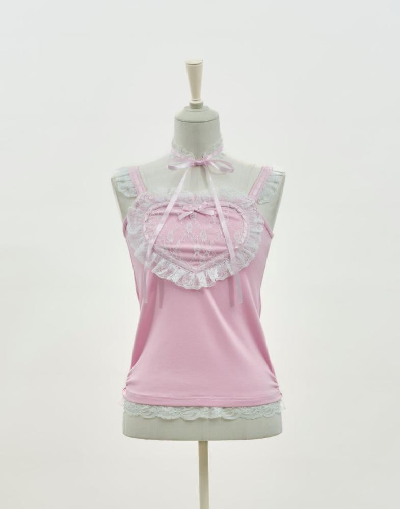 توب و كارديغان Avenchumu (26 August collection) | Avenchumu – Lacy heart camisole ＆ cardigan ensemble (26 August collection)