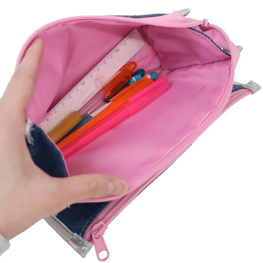 سانريو حقيبة جينز بسحّابين لاوساهانا | Sanrio Dual-zip Denim Pouch - Usahana