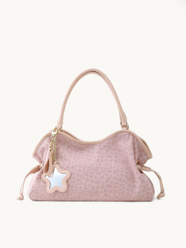 باد بلو حقيبة ديم سوم بنقشة فهد (ميني) | Bad Blue Mini Washed Leopard Dimsum Bag Pink