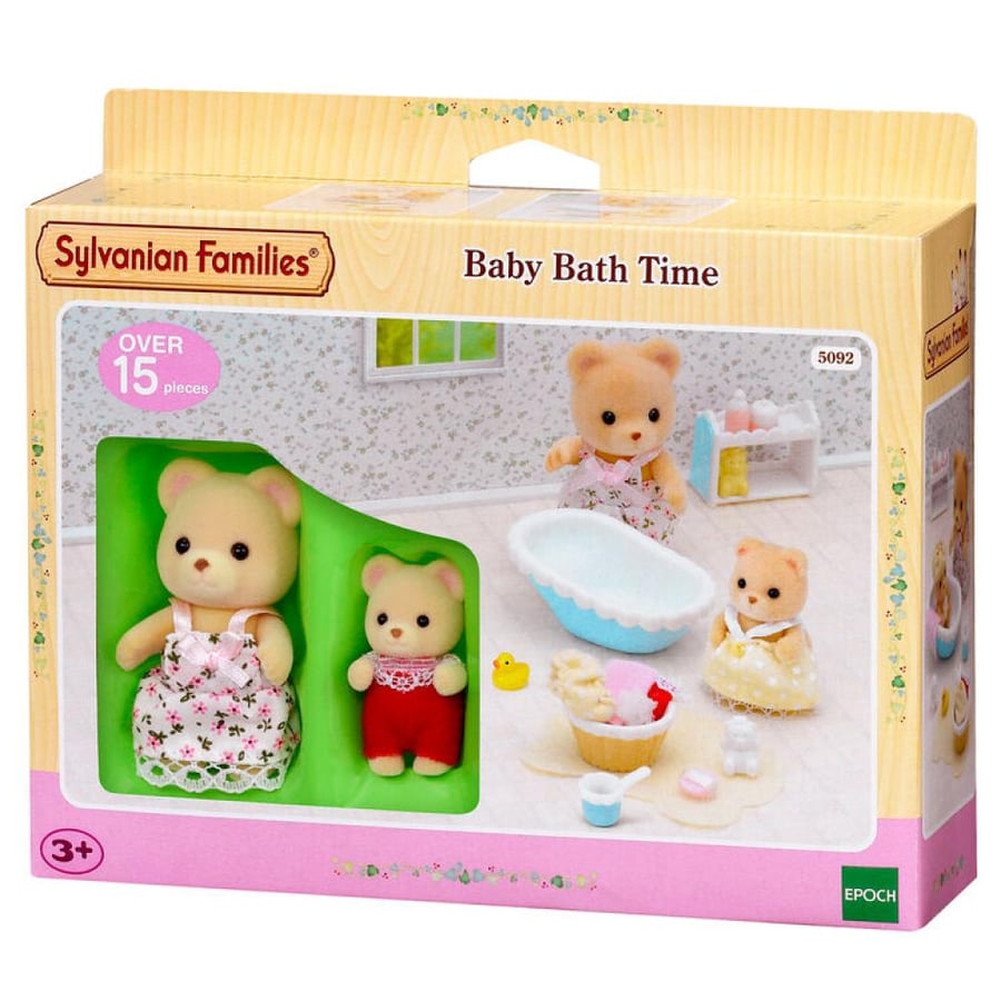 سلفانيان فاميليز مجموعة الاستحمام نسخة دببة البسكويت | Baby Bath Time Sylvanian Families