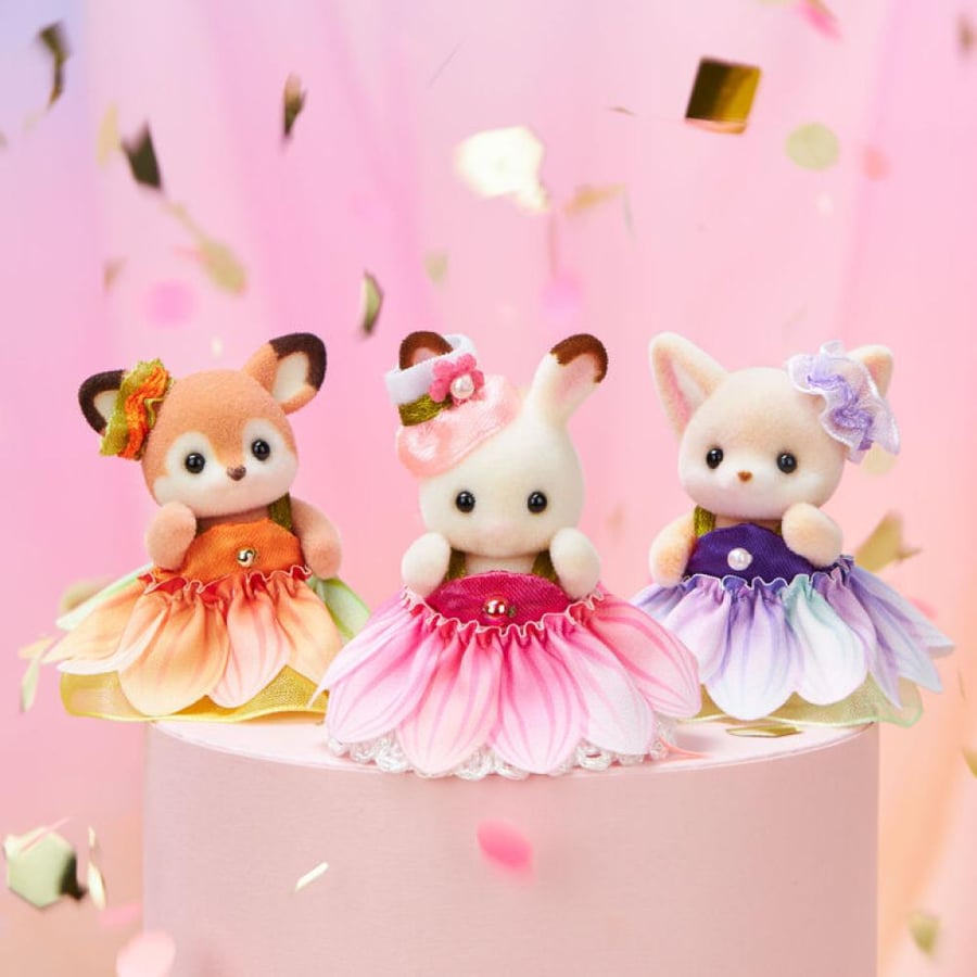 سلفانيان فاميليز الثلاثي الانيق | Sylvanian Famlilies Baby Trio (Floral Dress)