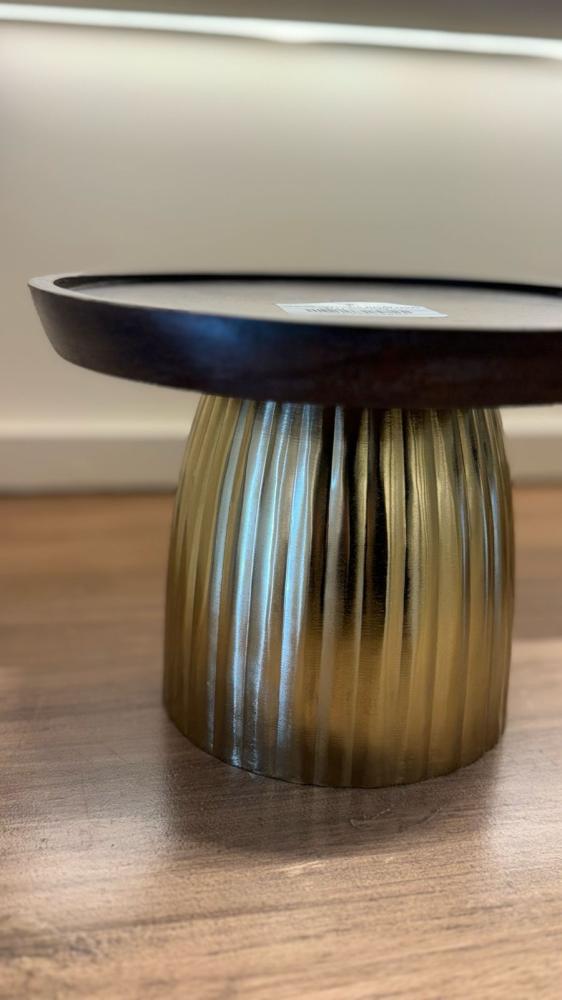Wooden and gold-colored serving tray