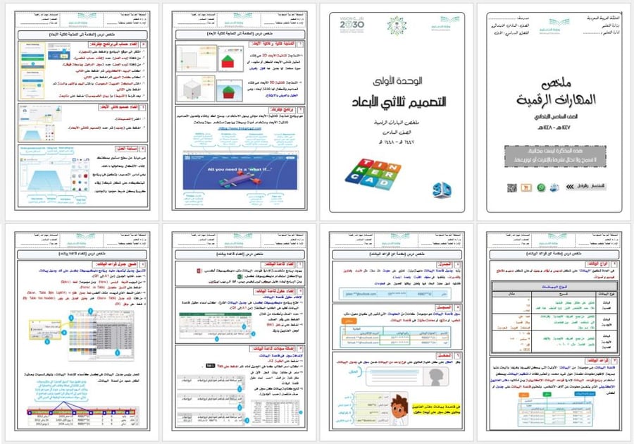 ملخص مادة (المهارات الرقمية) الصف السادس - الفصل الأول