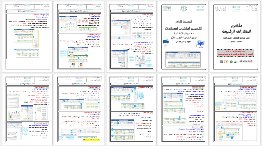 ملخص مادة (المهارات الرقمية) الصف السادس - الفصل الثاني