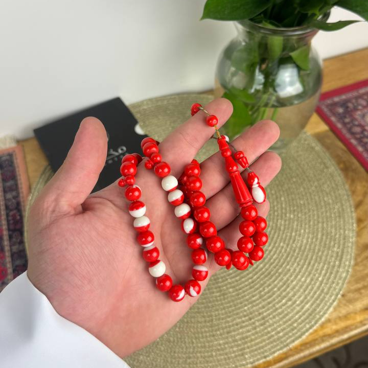 Red billiard prayer bead