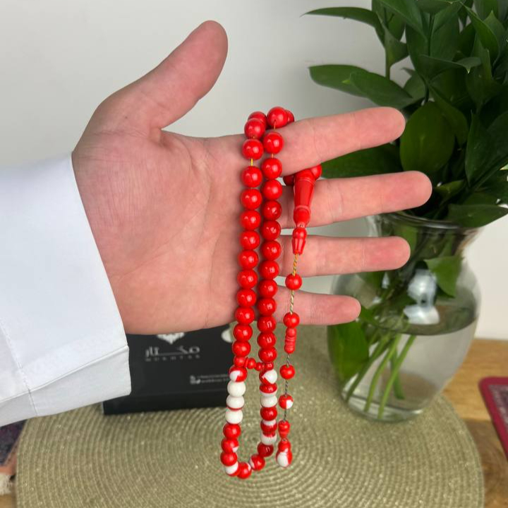 Red billiard prayer bead