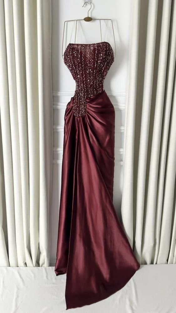 فستان سهره عنابي