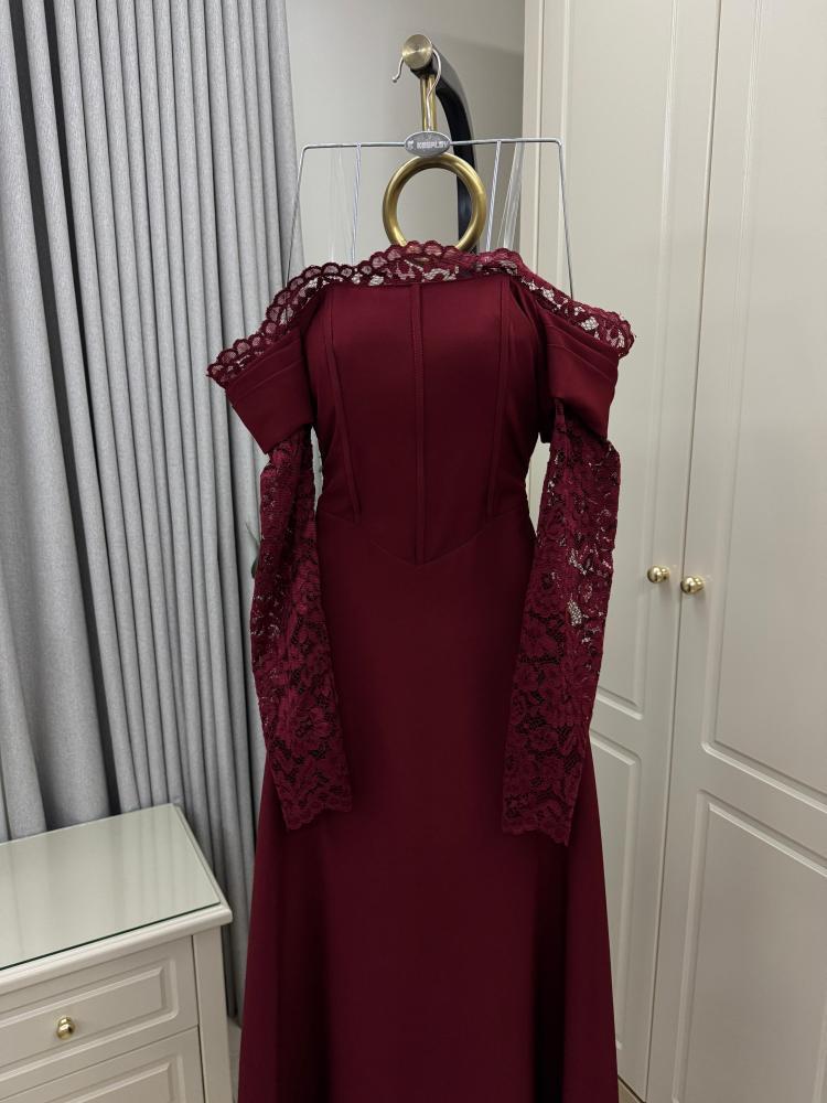 فستان سهره عنابي