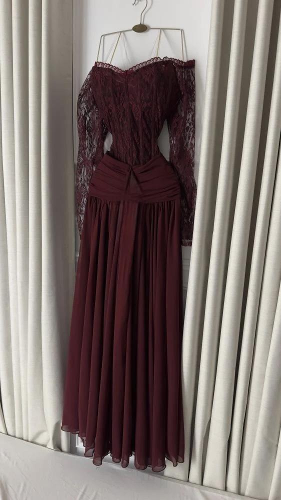 فستان سهره عنابي