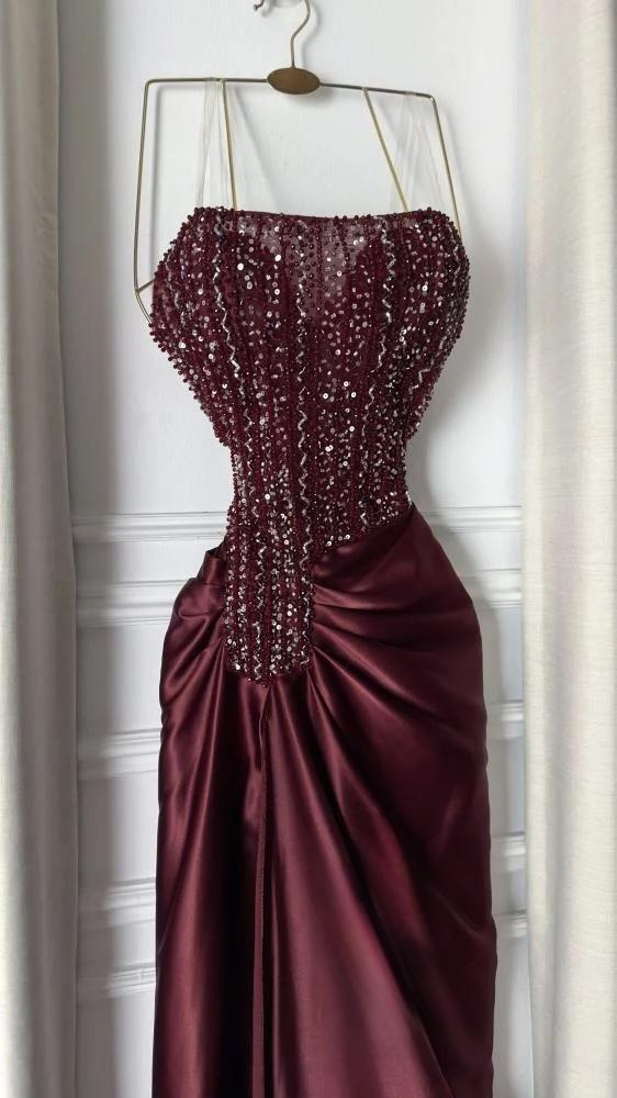 فستان سهره عنابي