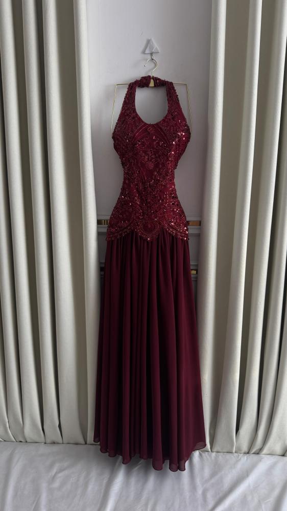 فستان سهره عنابي
