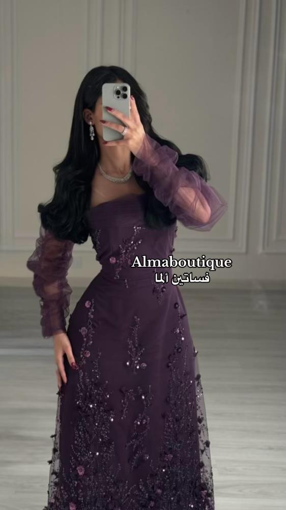 فستان سهره موف مع اكمام منفصله