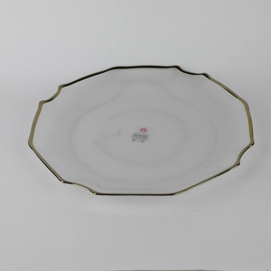 Round glass plate with gold line, 32 cm size