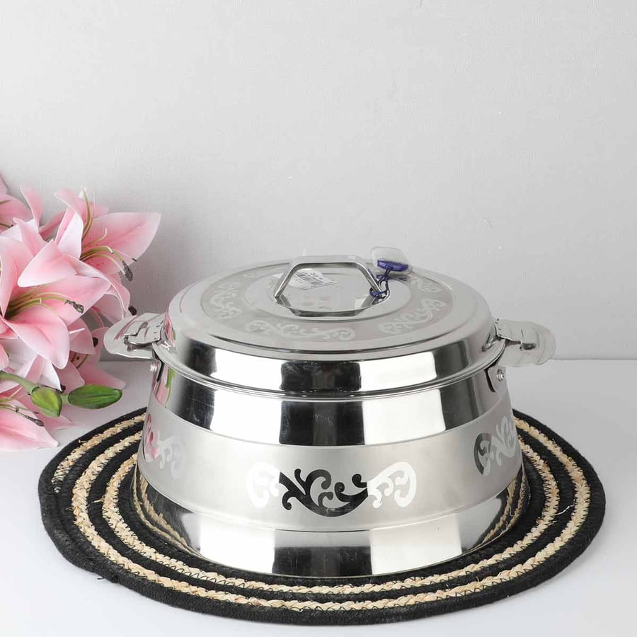 Indian silver steel food container 2.5 liter size