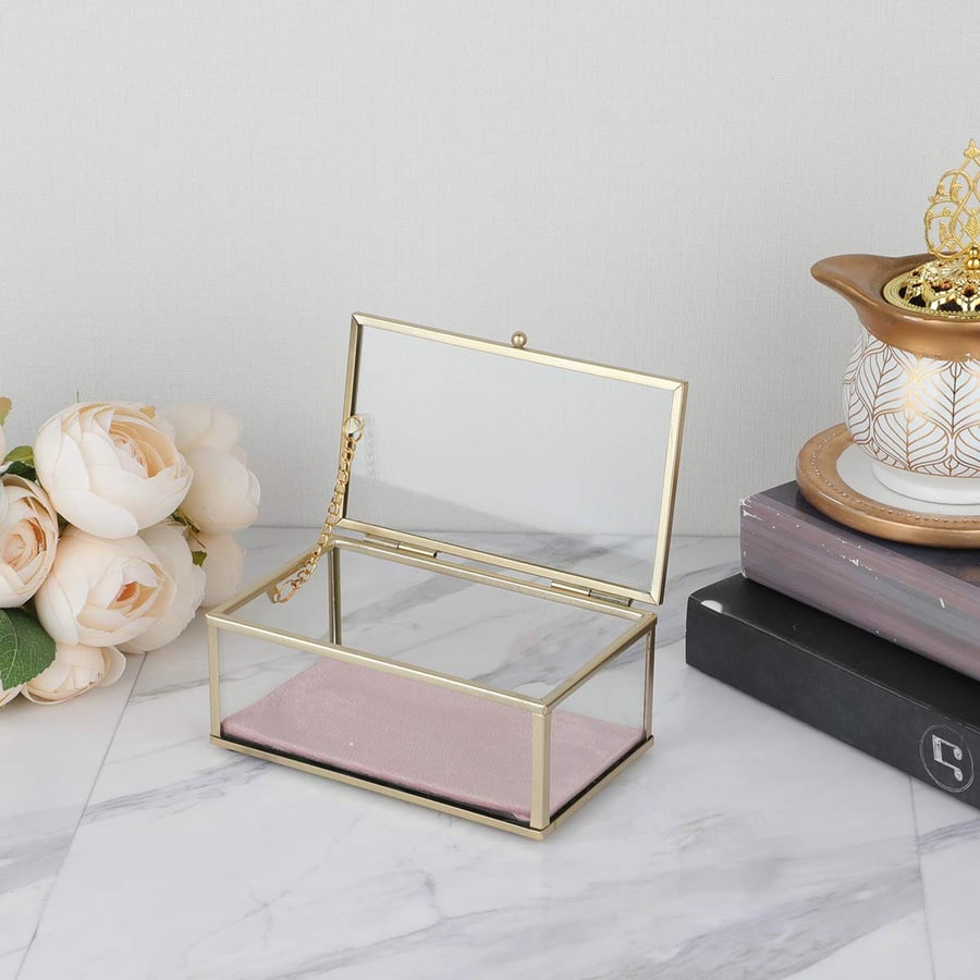 Decorative glass box with gold edges 14*8.5*6 cm