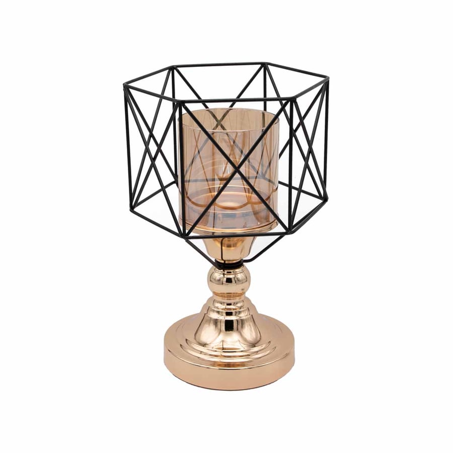 Elegant gold-colored candle holder, height 30 cm