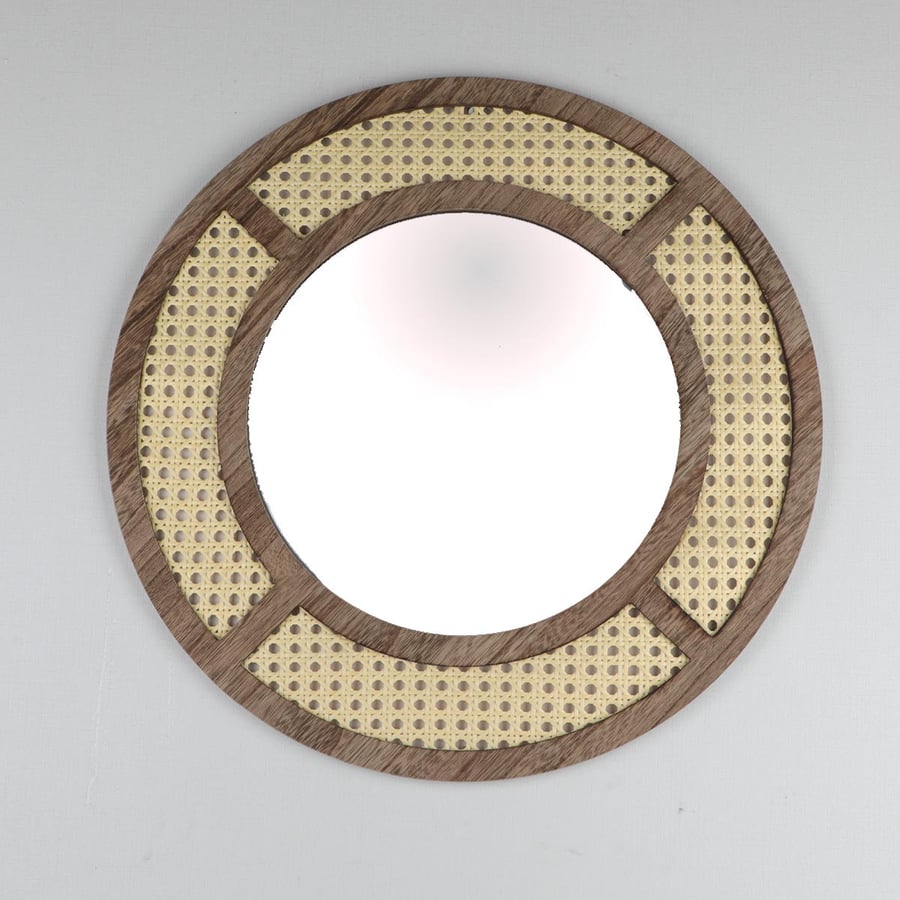 Wooden pendant with round mirror size 48 cm