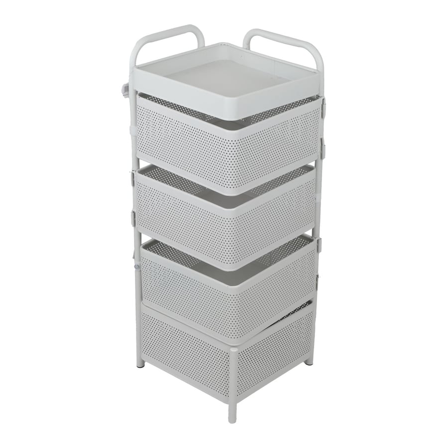 Movable 4-tier iron shelf with white square wheels