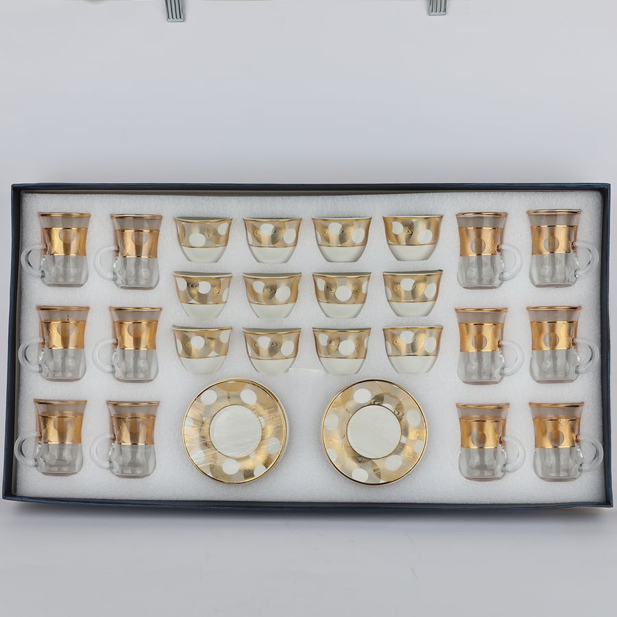 Set of coffee cups, mugs, and plates, 36 pieces