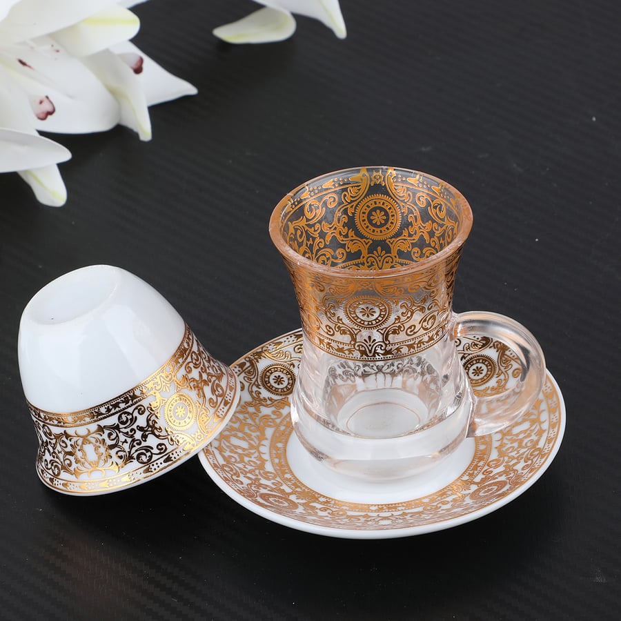 فنجان وبياله مع صحن سيراميك