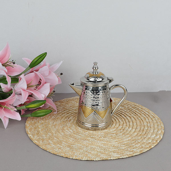 Copper dallah pure silver with gold resistant to rust small