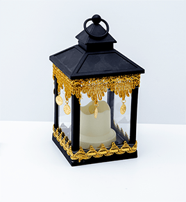 Lantern with a handle, decorated with gold, size 23 cm height