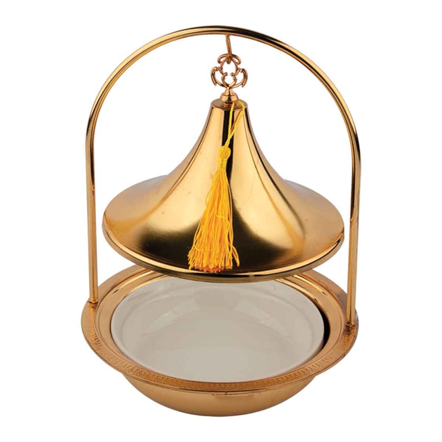 Golden date bar, 28 cm size, height * 21.5 cm, round