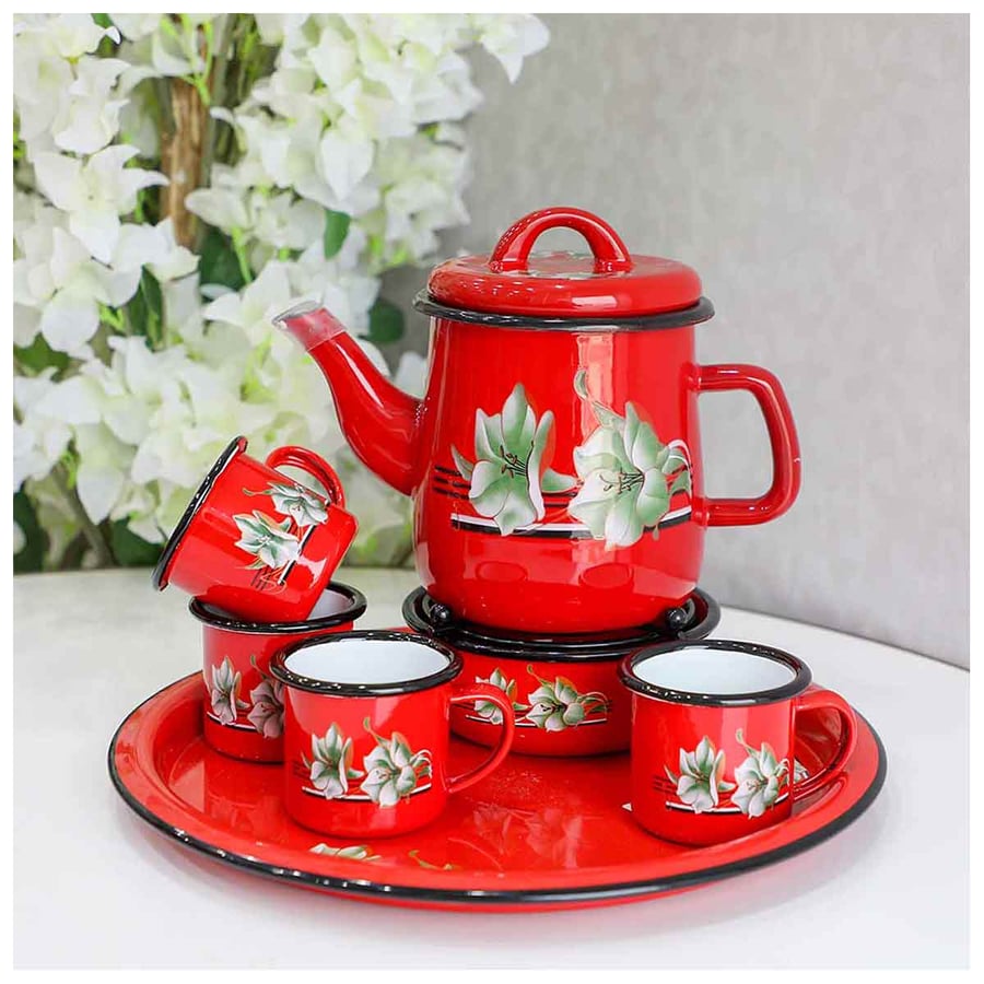 طقم غضار براد مع سخان و4 كاسات + طوفرية 30 سم