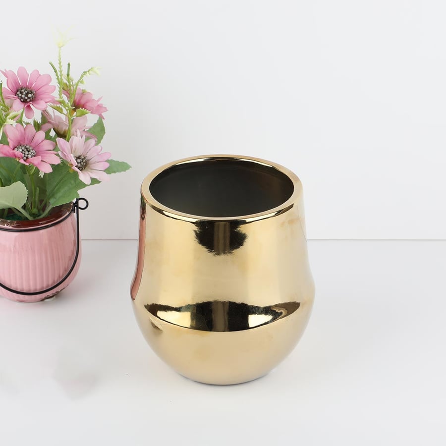 Golden ceramic vase 14*11 cm