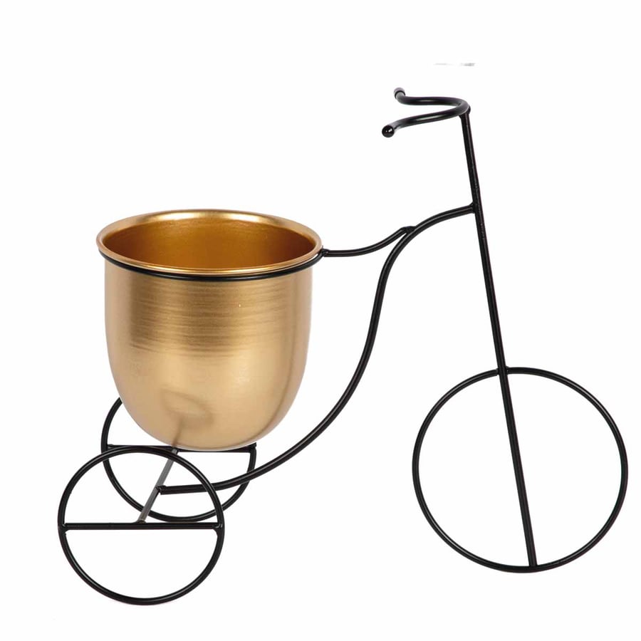 Gold-colored steel bicycle-shaped parking