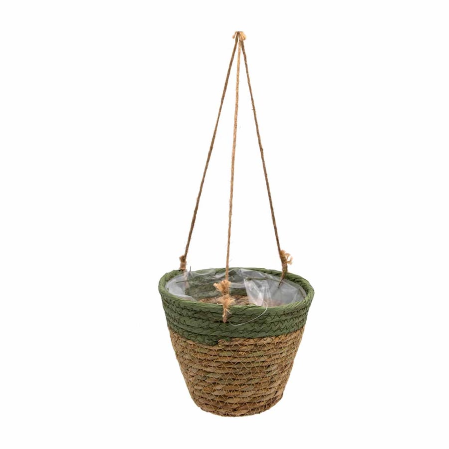 Colorful woven basket hanging in the middle