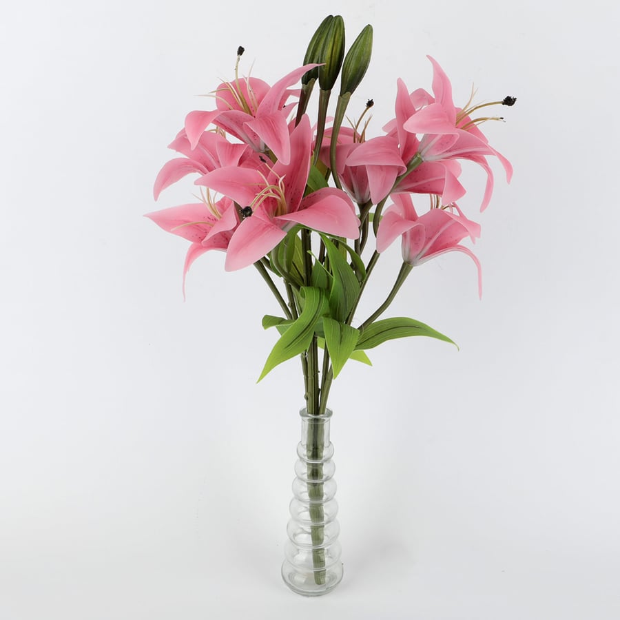 Artificial flower bouquet, Lilyum, pink color, 45 cm size