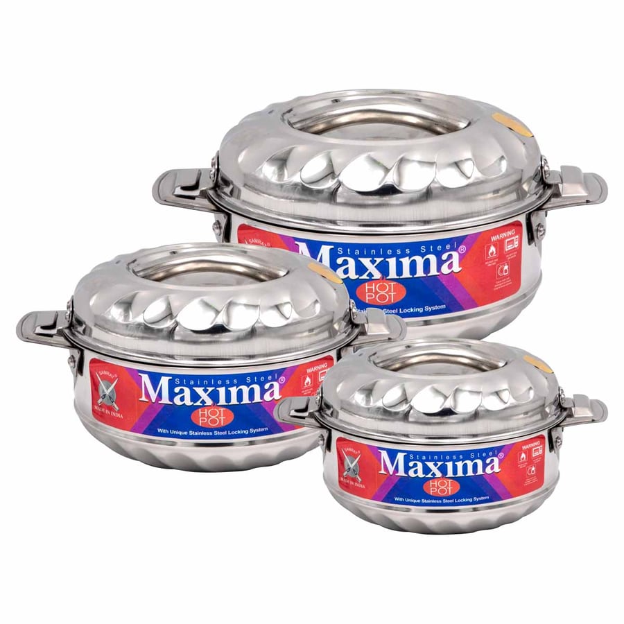 Stainless steel food container set, 3 pieces, 1000-1500-2500 ml