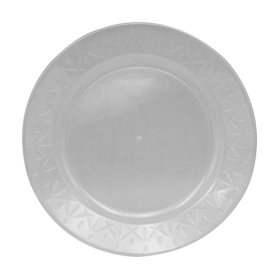 Transparent reinforced plastic plates decorated, 6 pieces, 10.25 inches