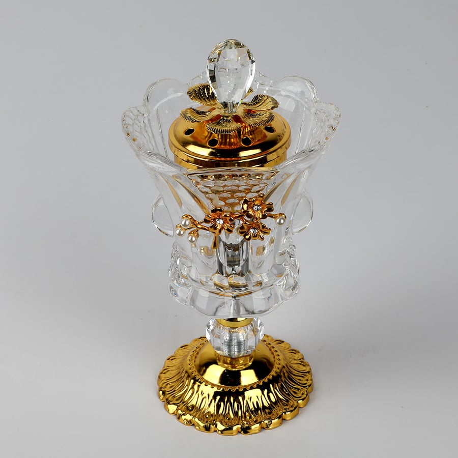 Glass incense burner with a distinctive design, transparent, size 15*10 cm