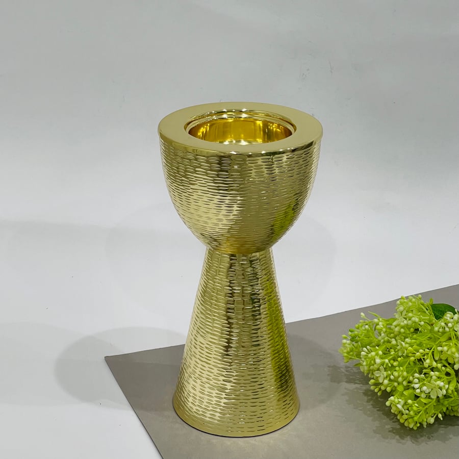 Golden stainless steel incense burner, elegant shape, height 24*12 cm
