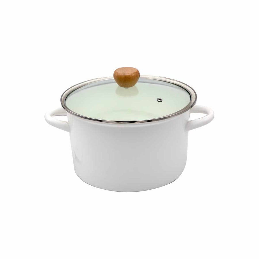 A plastic container with a glass lid, 22 cm size
