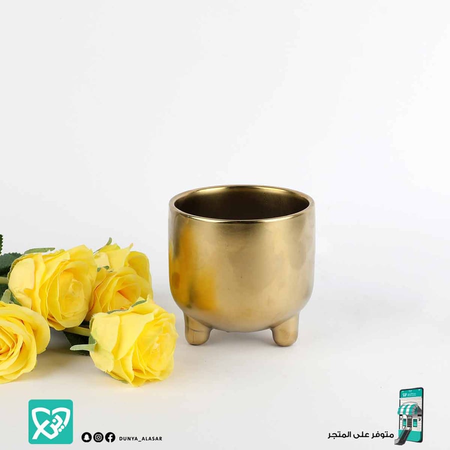 مركن سيراميك ذهبي ارتفاع 10سم