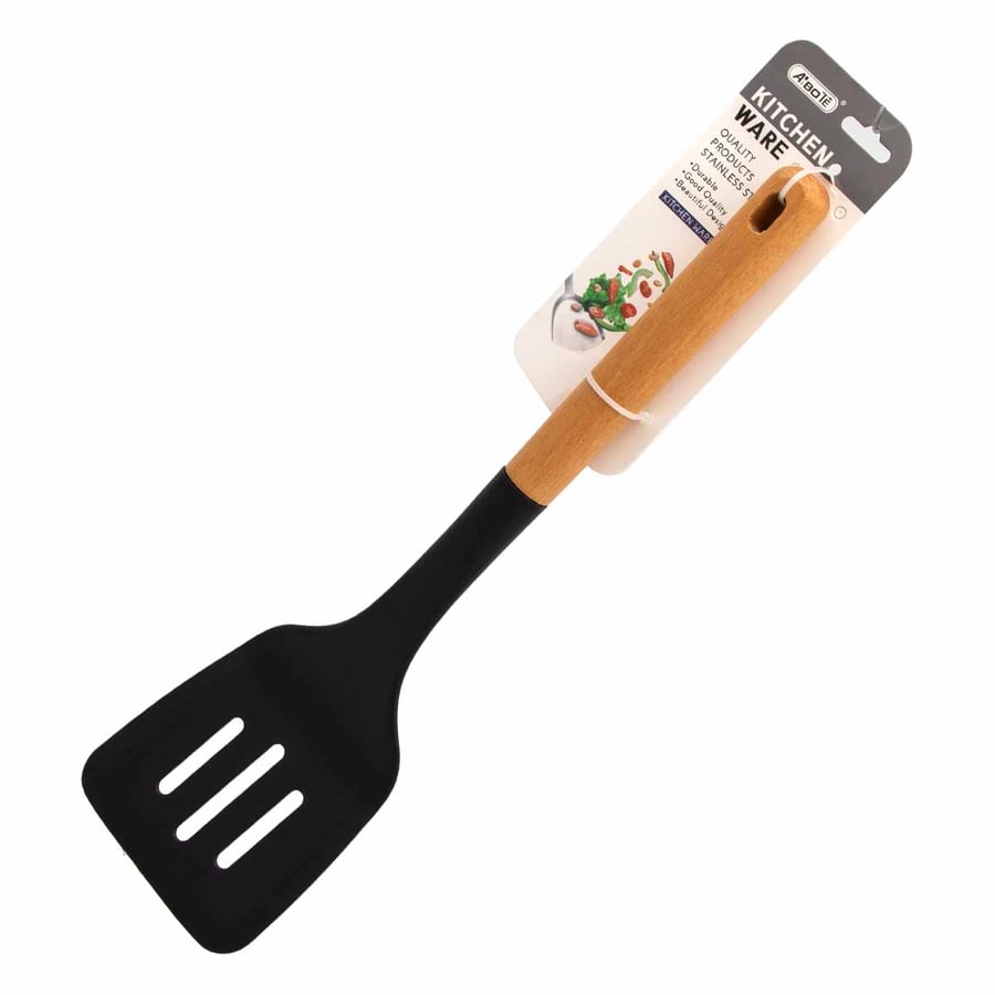 Cooking spoon with wooden handle