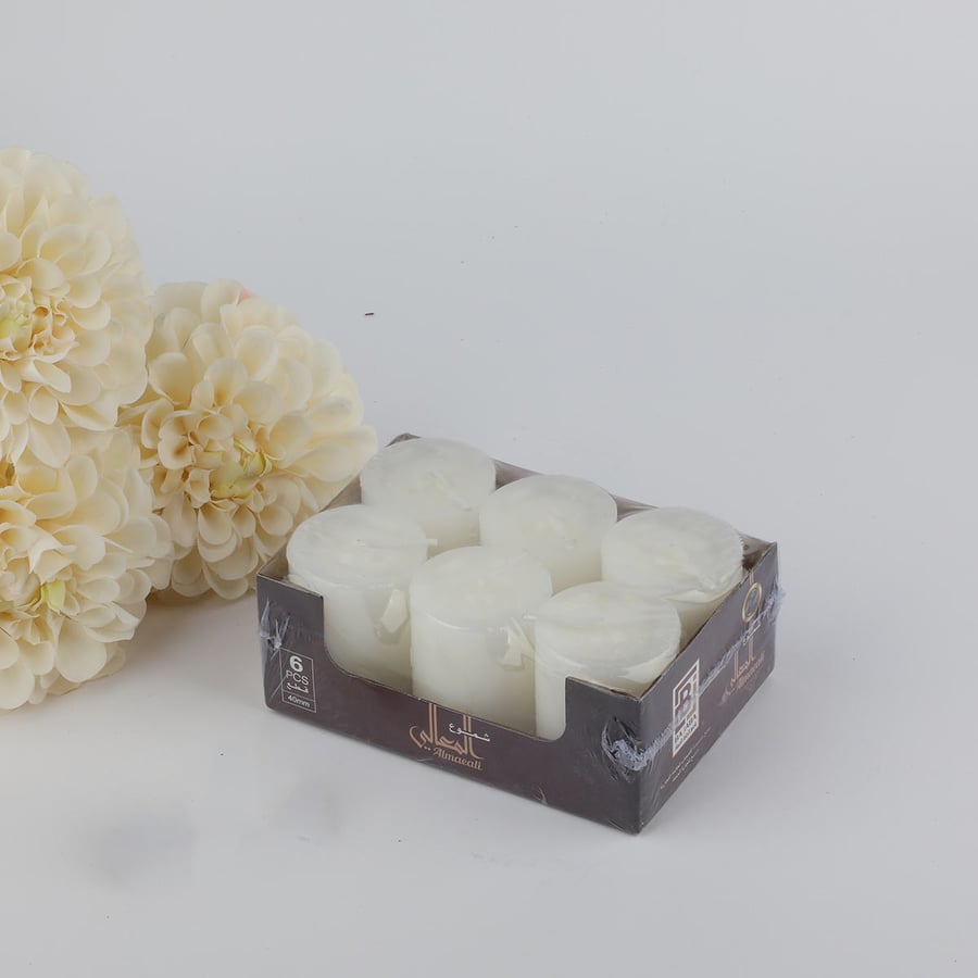 شمع  غير معطرة  6حبه مقاس 6سم