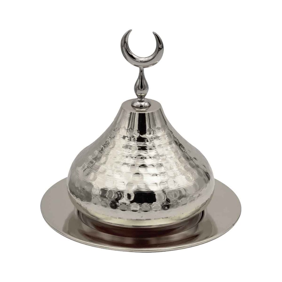 Silver steel date palm with cover size 17.5 cm