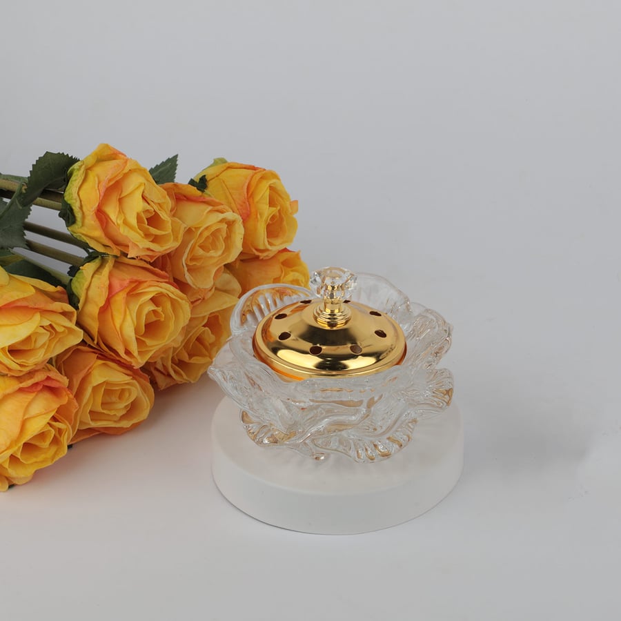مبخرة كرستال بقاعدة حديد ابيض  ارتفاع 9 سم