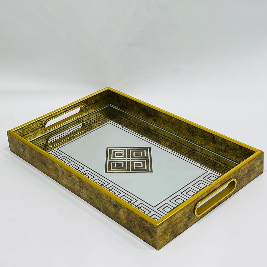 طوفرية مراية مستطيل ذهبي مقاس 45*30 سم