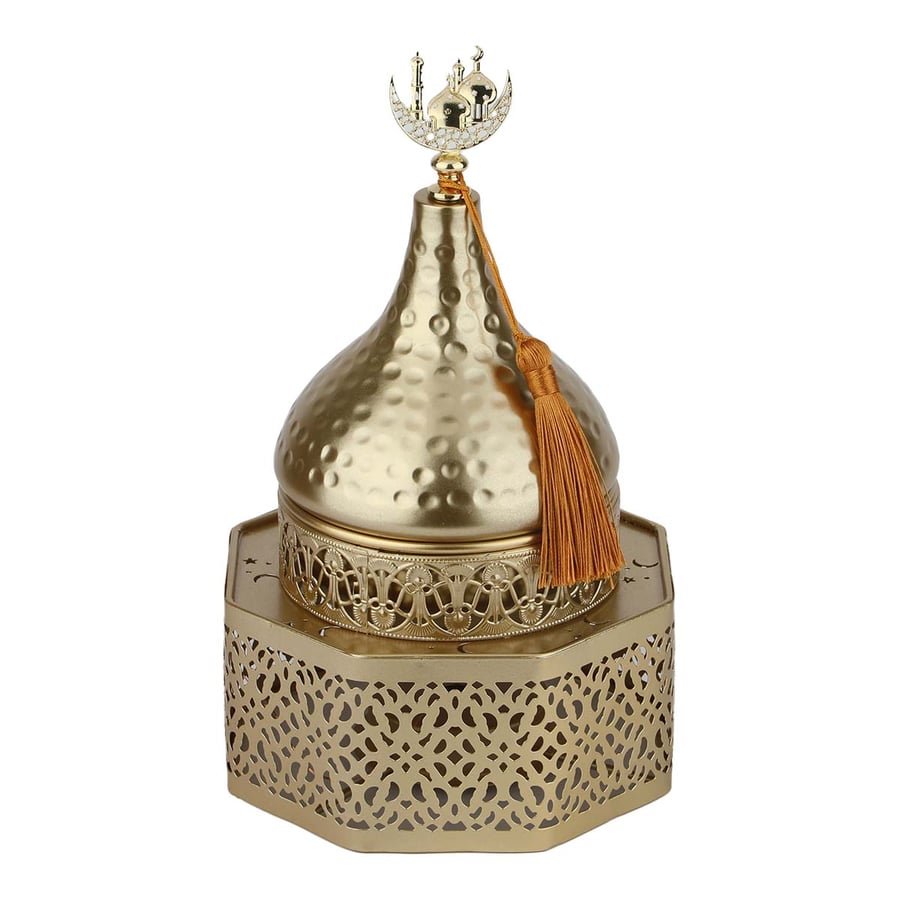 تمرية ذهبي  بغطاء  وقاعده  حديد مقاس 15*26 سم