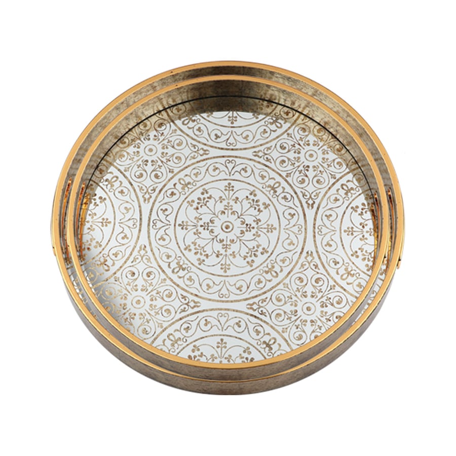 Round serving tray set of 2 pieces size 35*40 cm