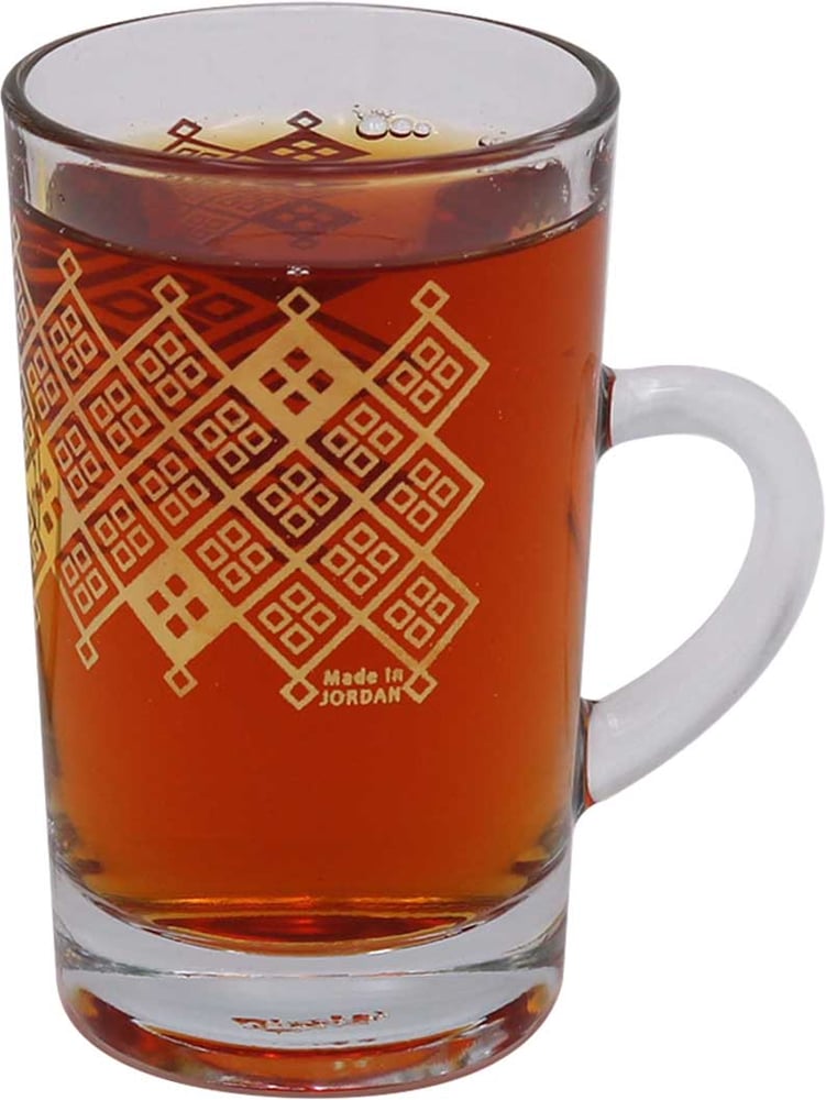 طقم كاسات شاهي بيد مزخرف ذهبي 6 حبات